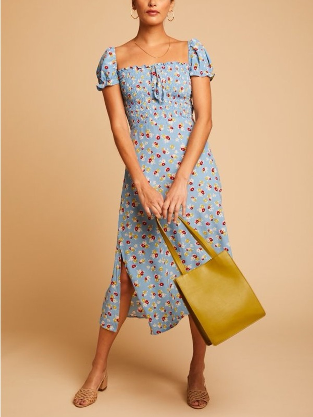 Faithfull the Brand Castilo Midi Dress in Blue Jasmin